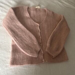 Sezane Women's Pink Cardigan Sweater